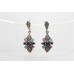 Dangle Earrings Marcasite Onyx Stone Women's Solid Silver 925 Handmade A671